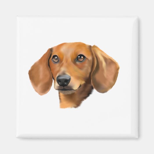 Rode Dachshond Hond Magneet (Voorkant)