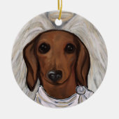 Rode Dachshond Keramisch Ornament (Voorkant)