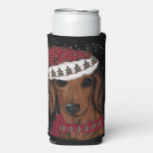 Rode Dachshond Seltzer Blikjeskoeler (Seltzer Voorkant)