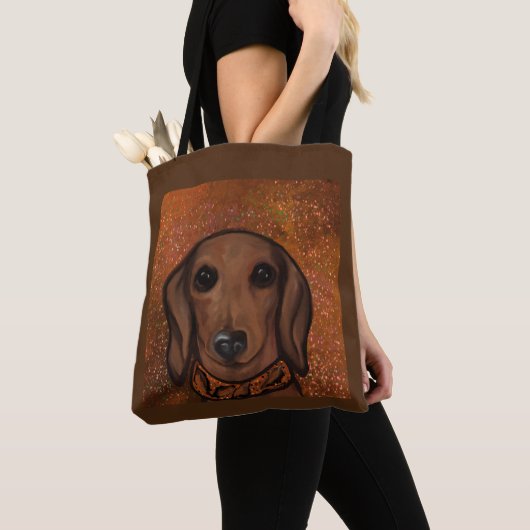 Rode Dachshond Tote Bag (Dichtbij)