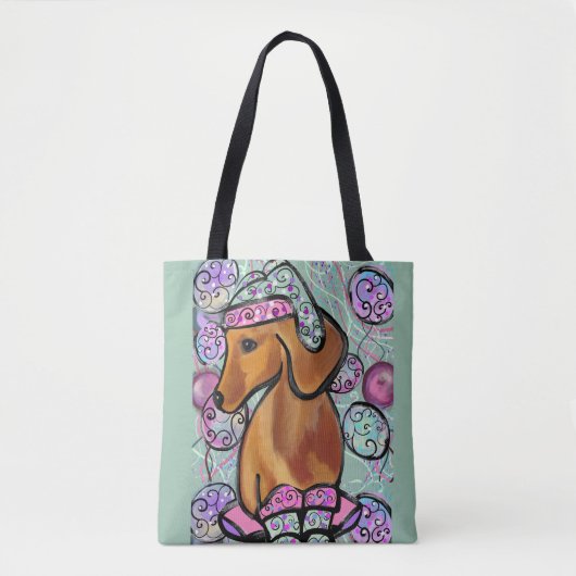 Rode Dachshond Tote Bag (Voorkant)