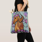 Rode Dachshond Tote Bag (Dichtbij)