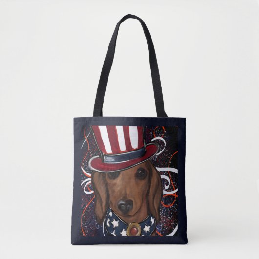 Rode Dachshond Tote Bag (Voorkant)