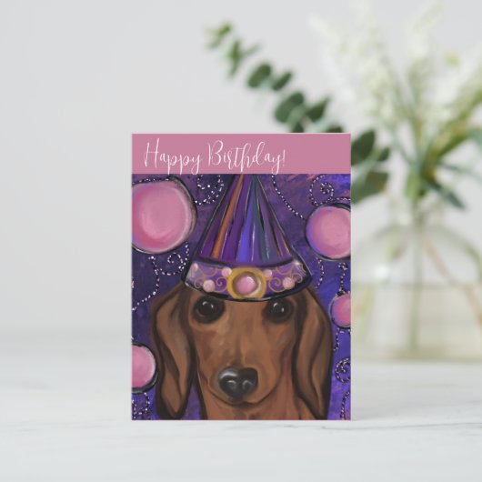 Rode Dachshund Briefkaart (Staand voorkant)