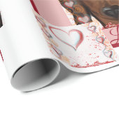 Rode Dachshund   Cadeaupapier (Rol Hoek)