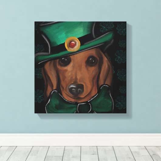 Rode Dachshund Canvas Print (Insitu (Houten vloer))