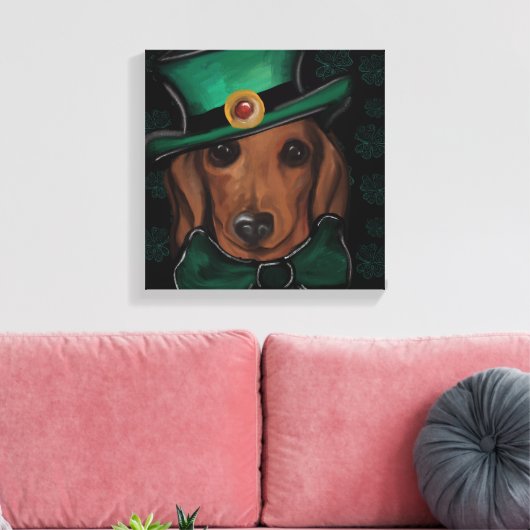 Rode Dachshund Canvas Print (Insitu (Woonkamer))