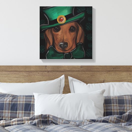 Rode Dachshund Canvas Print (Insitu (Slaapkamer))