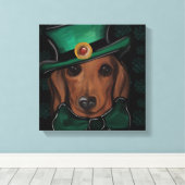 Rode Dachshund         Canvasprint Canvas Afdruk (Insitu (Houten vloer))