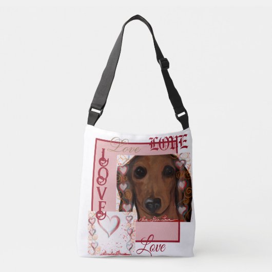 Rode Dachshund   Crossbody Tas (Voorkant)