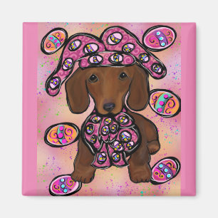 Rode Dachshund Doxie Magneet