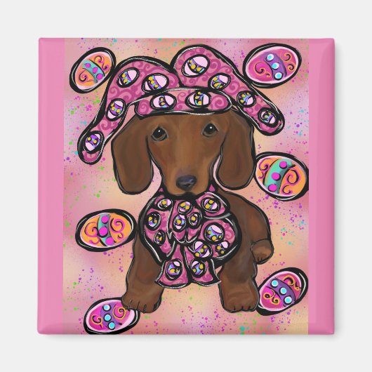 Rode Dachshund Doxie Magneet (Voorkant)