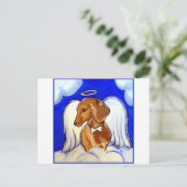 Rode Dachshund Engel Briefkaart (Staand voorkant)