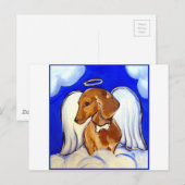 Rode Dachshund Engel Briefkaart (Voorkant / Achterkant)