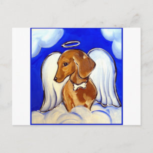 Rode Dachshund Engel Briefkaart