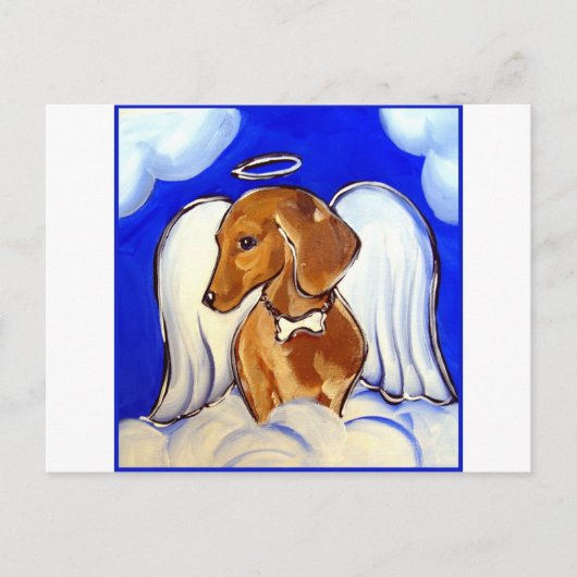 Rode Dachshund Engel Briefkaart (Voorkant)