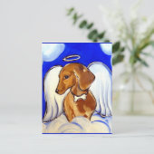Rode Dachshund Engel Briefkaart (Staand voorkant)