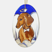 Rode Dachshund Engel Keramisch Ornament (Links)
