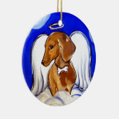Rode Dachshund Engel Keramisch Ornament (Rechts)