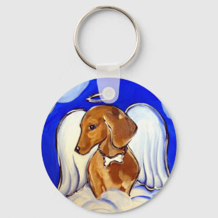 Rode Dachshund Engel Sleutelhanger