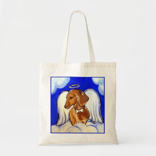 Rode Dachshund Engel Tote Bag (Voorkant)
