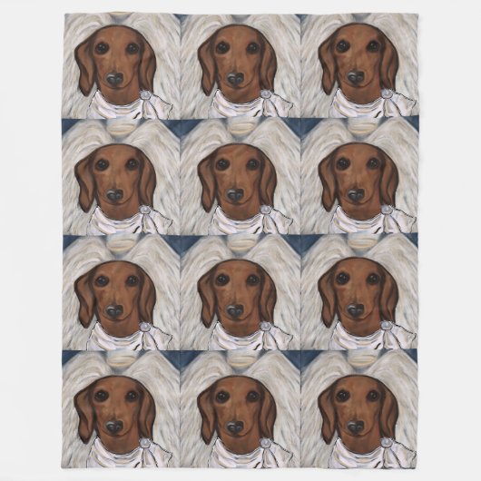 Rode Dachshund Fleece Deken (Voorkant)