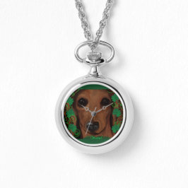 Rode Dachshund Horloge