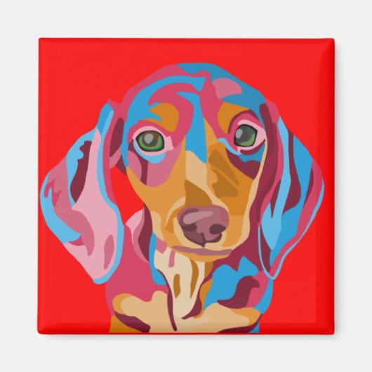 Rode Dachshund ijskast magneet (Voorkant)
