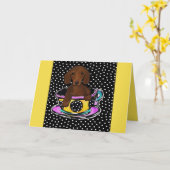 Rode Dachshund Kaart (Gele Bloem)