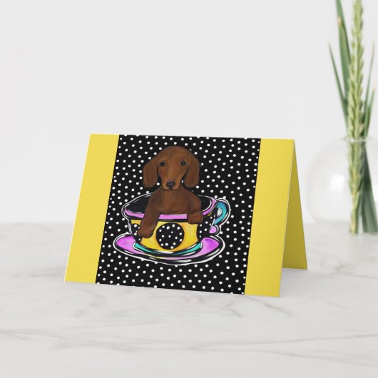 Rode Dachshund Kaart (Voorkant)