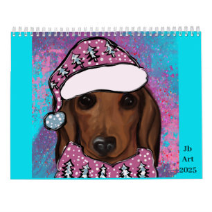 Rode Dachshund Kalender