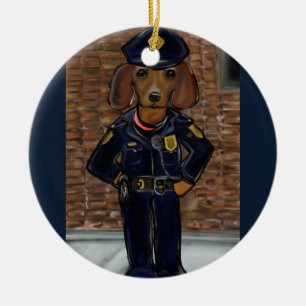 Rode Dachshund Keramisch Ornament