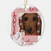 Rode Dachshund Keramisch Ornament (Links)