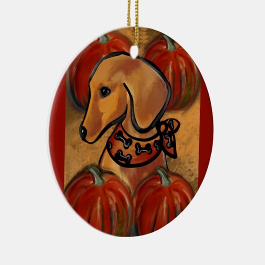 Rode dachshund keramisch ornament (Rechts)