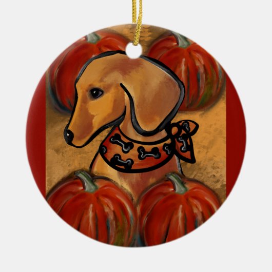 Rode dachshund keramisch ornament (Voorkant)