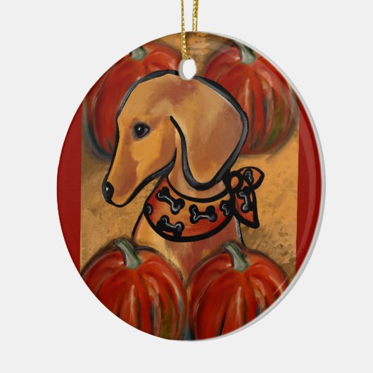 Rode dachshund keramisch ornament (Links)