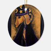 Rode dachshund keramisch ornament (Links)