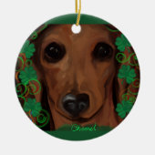 Rode Dachshund Keramisch Ornament (Voorkant)