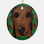 Rode Dachshund Keramisch Ornament (Links)