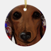 Rode Dachshund      Keramisch Ornament (Voorkant)