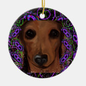 Rode Dachshund Keramisch Ornament (Voorkant)