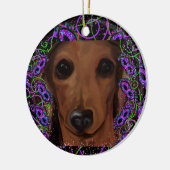 Rode Dachshund Keramisch Ornament (Links)