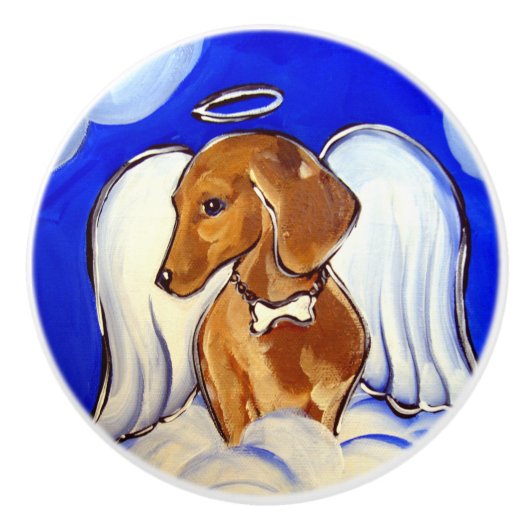 Rode Dachshund Keramische Knop (Voorkant)