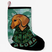 Rode Dachshund Kleine Kerstsok (Voorkant)