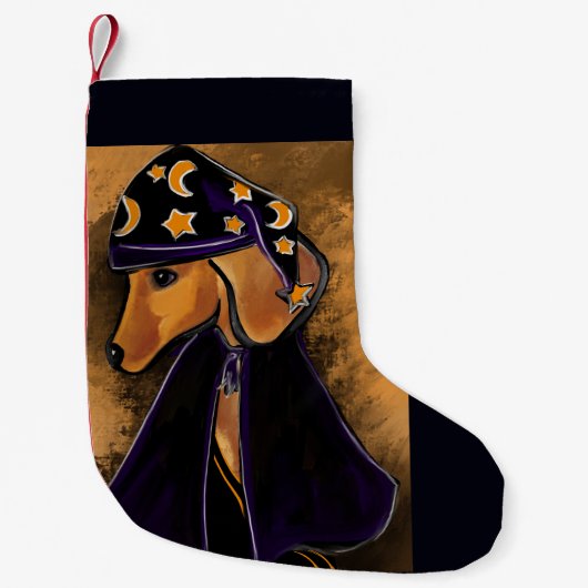 Rode dachshund kleine kerstsok (Voorkant)