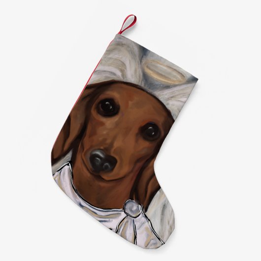 Rode Dachshund Kleine Kerstsok (Voorkant (Hangend))