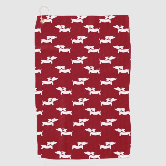 Rode Dachshund Moeder Golfer Gift Golfhanddoek (Voorkant)
