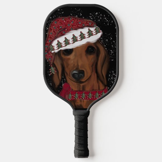 Rode Dachshund  Pickleball Paddle (Voorkant)