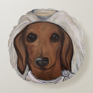 Rode Dachshund Rond Kussen