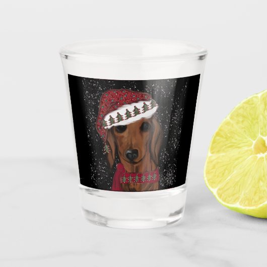 Rode Dachshund  Shot Glas (Voorkant)